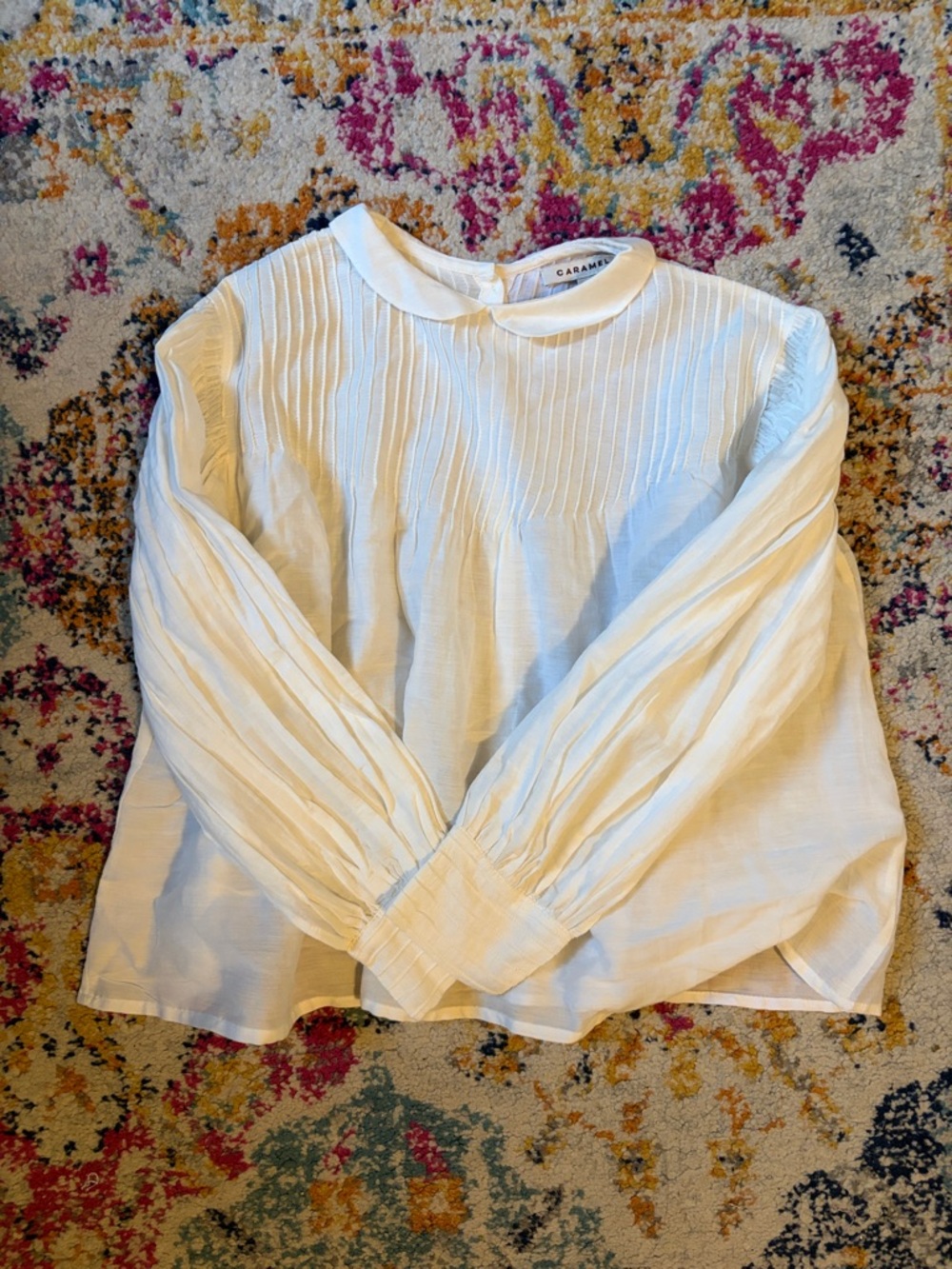 Caramel Cream Pintuck Collar Blouse